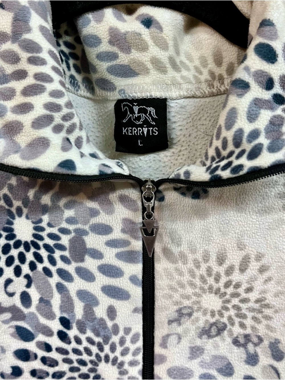 Kerrits Cream, Gray Floral Fleece Quarter Zip Pullover - Picture 3 of 6